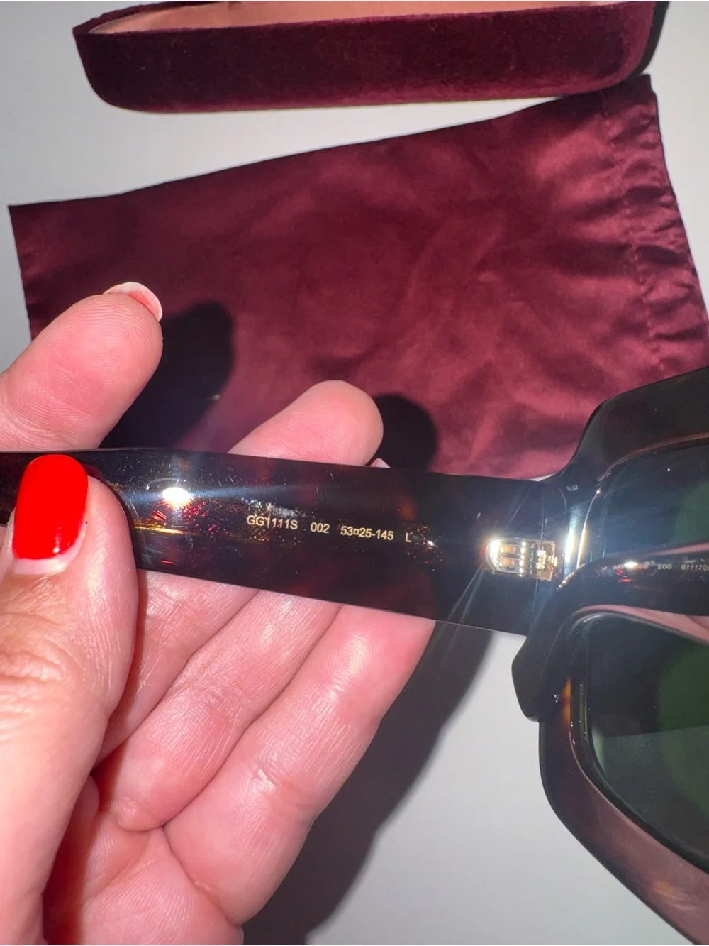 Gucci Tortoiseshell Frame Sunglasses with Green Lenses